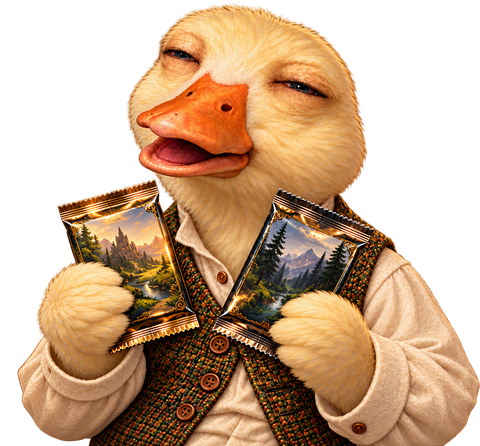 BakedDuck holding The Hobbit booster packs